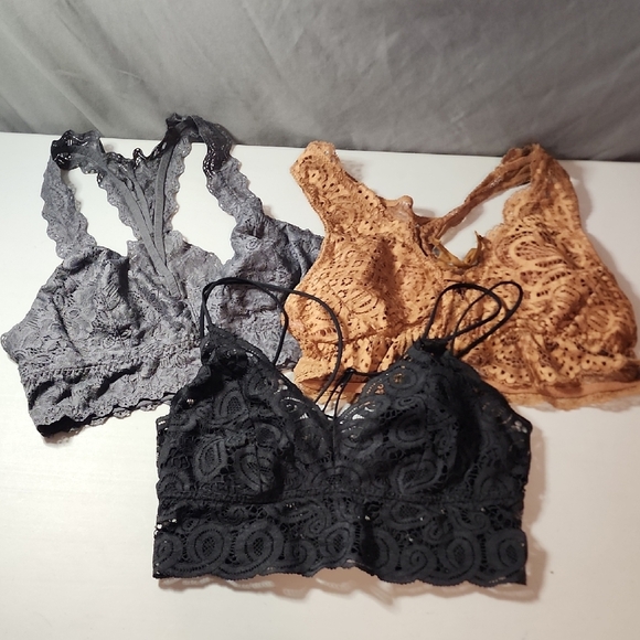 Lace Bralette Bundle in Gray, Black And Brown In Size Med - Picture 1 of 8